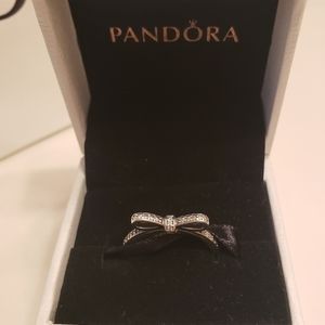 Pandora Silver Bow Ring sz 7